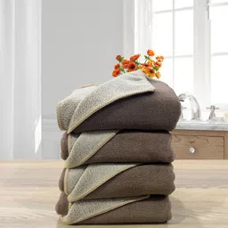 LABHAM 4 Pcs Brown 450 GSM Reversible Hand Towel image 1