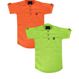 OJ TREND Kids-Boys Orange Kurtas-picture-25