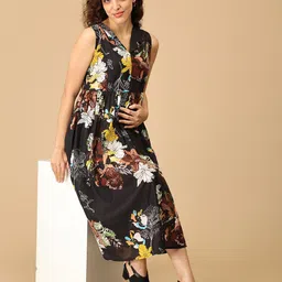 The Mom Store Floral Print Maternity A-Line Midi Dress image 3