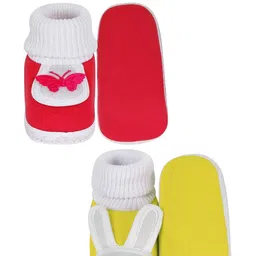 NESKA MODA 3 To 12 Month Cotton Booty 2 Pair Newborn Unisex Baby Skin Friendly Soft Rabbit Booties image 4