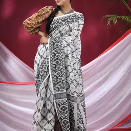 TANTLOOM Woven Design Jamdani Saree-picture-19