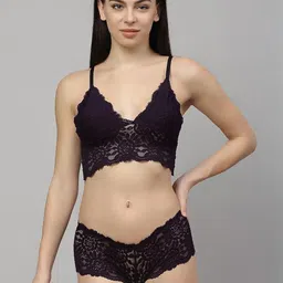 samvar Women Pink,Blue,Maroon Net Bra Panty Set for Lingerie Set Undergarments Pack of 3 image 4