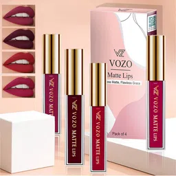 VOZO Set Of 4 Matte Lips Liquid Lipstick Cherry Red 101-Maroon 103-Red 104-Magenta 105 image 1