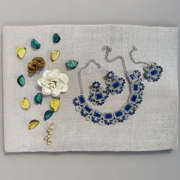 VATSALYA creation Alloy Gold- plated Blue Jewellery Set-picture-18