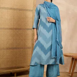 Moda Rapido Women Printed Regular Mirror Work Kurta with Trousers & With Dupatta-picture-35