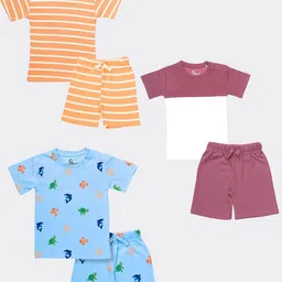 Orange Sugar Unisex Kids Printed T-shirt with Shorts image 1