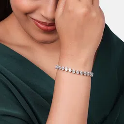 Crash.Club By CKC Silver Rhodium-Plated Stones Studded Circular Wraparound Bracelet image 5