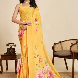 HEER FASHION Floral Printed Saree With Blouse Piece-image-51
