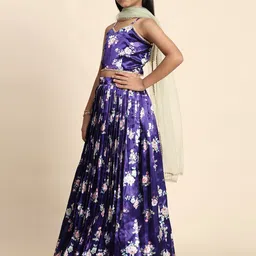 LOOKS AND LIKES Girls Printed Satin Net Ready to Wear Lehenga & Blouse With Dupatta image 4