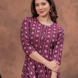 VAALI Abstract Printed Round Neck Anarkali Ethnic Dress image 3