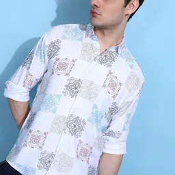 SURHI Men Comfort Floral Printed Semi Sheer Casual Shirt-picture-18