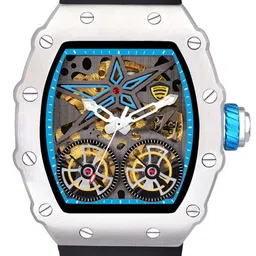 BENLING Men Dial & Straps Analogue Automatic Motion Powered Watch BENL-0006-SLVRBLK image 4