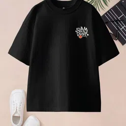 BAESD Lifestyle Boys Pack Of 2 Typography Printed Round Neck Pure Cotton Oversized Tshirts image 4