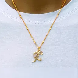 CLONEO Gold-Plated Alloy Pendants with Chains Has letter k image 2