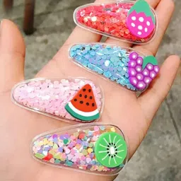 KHANBAGSTORE Set of 5 Girls Fun Fruit Coloured Sequins Tic Tac Hair Clip image 3