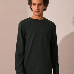 SELECTED Men Solid Round Neck Cotton T-shirt image 1