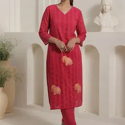 Indo Era Women Ethnic Motifs Printed Pure Cotton Kurta with Trouser-image-24