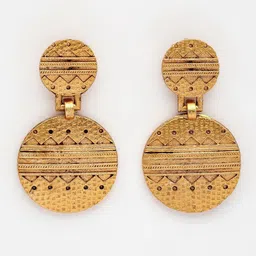 ZENEME Gold Plated Circular Shaped Drop Earrings image 5