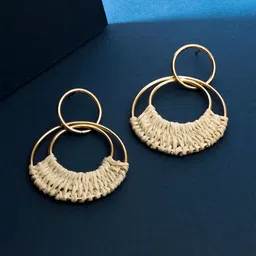 Yellow Chimes Gold-Plated Circular Drop Earrings image 1