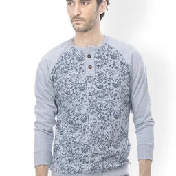Basics Men Blue Printed Sweater-image-48