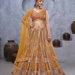 ODETTE Embellished Sequinned Semi-Stitched Lehenga & Unstitched Blouse With Dupatta-picture-11