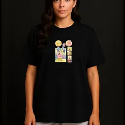 Anikmart Women Spongebob Printed Pure Cotton T-shirt-image-9