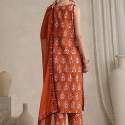 Khushal K Women Ethnic Motifs Printed Regular Pure Cotton Kurta with Palazzos & With Dupatta image 5