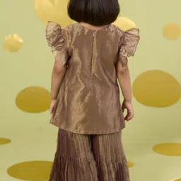 Vivedkids Girls Floral Embroidered Regular Kurta with Sharara & With Dupatta image 2