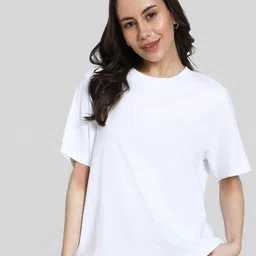 AMERICAN EAGLE OUTFITTERS Women Solid Round Neck Cotton Oversized T-shirt-picture-23