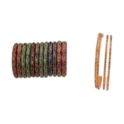 SOMIL Set Of 16 Stone-Studded Bangles-image-65