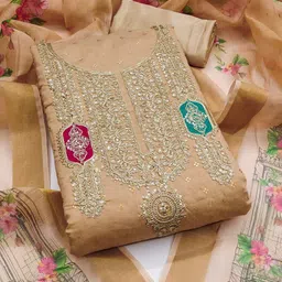 BlissFlair Embroidered Sequinned Chanderi Silk Unstitched Dress Material-picture-25