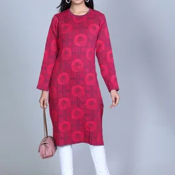 BeriBlu Ethni Motifs Woven Design Round Neck Jacquard Straight Kurta image 5