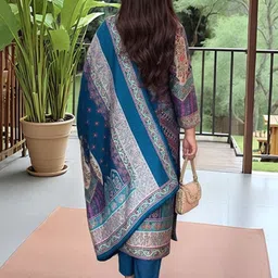 SZN Women Ethnic Motifs Printed Regular Kurta with Trousers & With Dupatta image 3