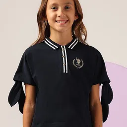 U.S. Polo Assn. Kids Girls Solid Polo Collar T-shirt-picture-24