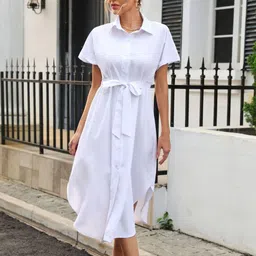 The Roadster Lifestyle Co Shirt Collar A-LIne Midi Dress-image-10