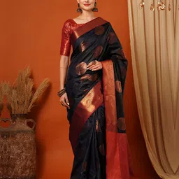 yourwish Woven Design Zari Silk Blend Kanjeevaram Saree-picture-24