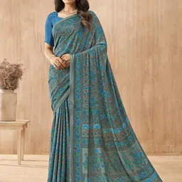 Mitera Floral Poly Crepe Saree-picture-21