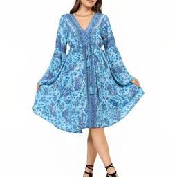 GALE GIRLS Ethnic Motifs Printed Flared Sleeve Fit & Flare Dress-picture-21