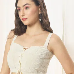 VANGULL Women Self Design Shoulder Straps Bralette Crop Top image 4