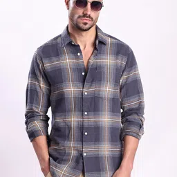 Bene Kleed Men Buffalo Checked Spread Collar Pure Cotton Casual Shirt-picture-22