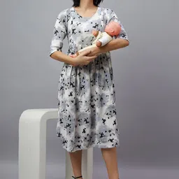Mammas Maternity Print A-Line Midi Dress image 3
