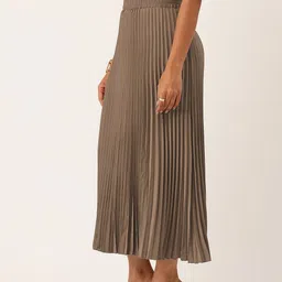 WISSTLER Mid-Rise Accordian Pleat Flared Midi Skirt image 3