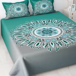 Story@home Green & White Floral Microfiber 300 TC Super King Bedsheet Set-2.70 m X 2.70 m-image-72