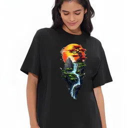 Moda Rapido Women Graphic Printed Round Neck Cotton Oversized T-shirt-image-54