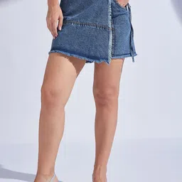 Miss Chase Women High-Rise Denim Tie-Ups Shorts-picture-30