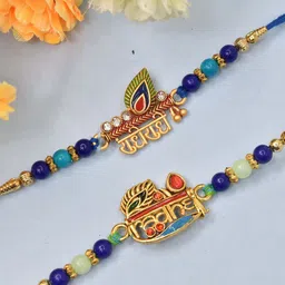 MEIRA JEWELLERY Pack Of 2 Beaded Studded Rakhi Gift Set-picture-19