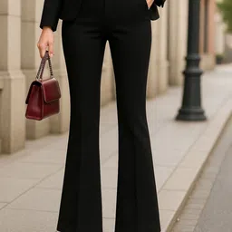 COVZ Women Smart Flared High-Rise Formal Trousers-picture-26