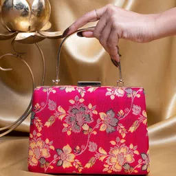 ARTKLIM Floral Embroidered Brocade Box Clutch-picture-29