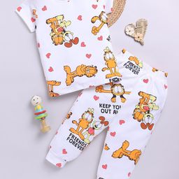 YK X Minute Mirth Girls Garfield Printed Pure Cotton T-shirt With Joggers-picture-39