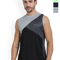 FTX Pack Of 4 Colourblocked Round Neck Sleeveless Innerwear Vests-picture-40